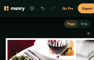 On a phone: the same grid, page guides showing where each slide ends