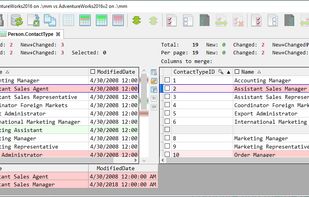 Compare and merge records for the given table/view