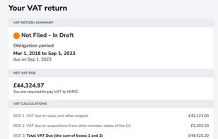 A draft VAT return on MTDsorted