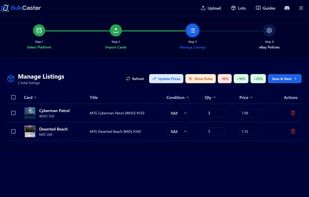 Edit your listings and prices, then export your CSV to eBay.