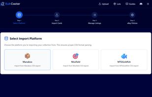 Upload card lists from Manabox or Moxfield.