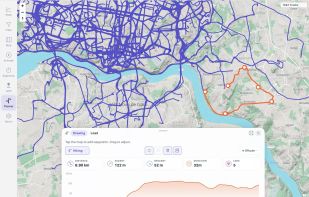 Plan new routes while keeping your existing tracks visible on the map. Add Waymarked Trails overlays for hiking, cycling, and mountain biking to follow established routes or explore places you have not visited yet.