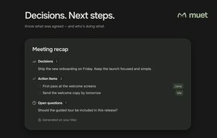 Decisions and next steps.