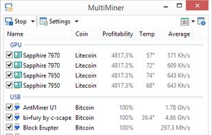 Brief Mode

MultiMiner also offers several views, allowing you to display as much or as little information as you like.