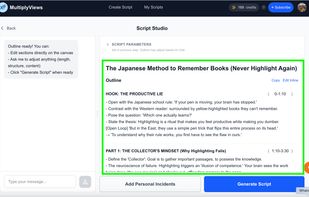 Generate Outline / chat and modify Outline