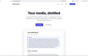 Landing page showing the core value prop — one daily email digest covering all your subscribed content sources.