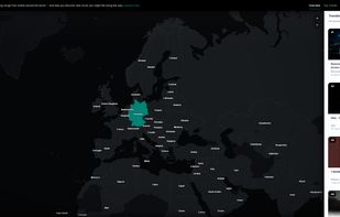 Large-screen map view showing the interactive world map with Germany selected and the ranked trending-song panel alongside it.