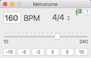 Smart Metronome. Defaults to tempo of the media. Includes tempo trainer
