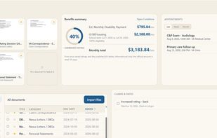The vault dashboard: documents, symptom journal, and appointments in one encrypted place. Sample data.