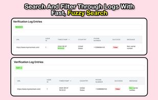Easily search through SMS verification logs to identify potential threats.