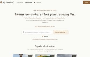 The reverse direction: pick a place and get the books actually set there, plus popular destinations to browse.