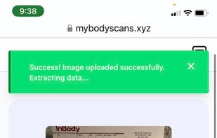 MyBody Scans upload screen.