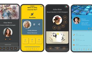 Preview of 4 out of the 12 highly customizable digital business card layouts.