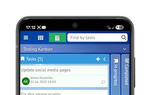 MyChat on mobile devices, project management board
