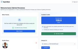 MyCVBot dashboard