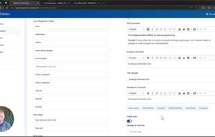 MyDesk Visitor — configure visitor registration and host notifications (Danish demo).