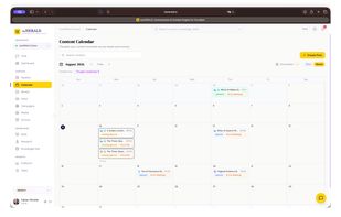 Calendar view of all scheduled posts across platforms.