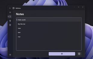 notes screen with mica theme