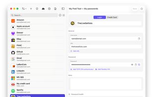 Main screen (entries list, entry detail) - macOS