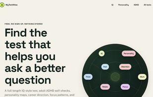 The catalogue: categories, the dial, and the search across every test and guide.