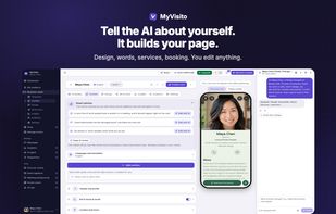 Tell the AI copilot about yourself and it builds the whole page: design, copy, services, booking. Every section stays editable in the live editor.