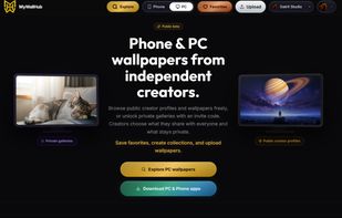 MyWallHub PC mode for browsing desktop wallpapers from independent creators and accessing the connected cross-platform wallpaper ecosystem.