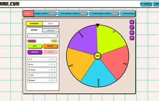 Main landing page with the standard single wheel and name input panel.