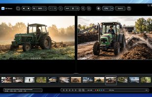 N1 Viewer Compare mode for side-by-side image inspection with synchronized viewing controls and Filmstrip navigation.