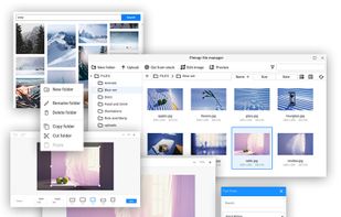 Work with media due to built-in file manager and image editor