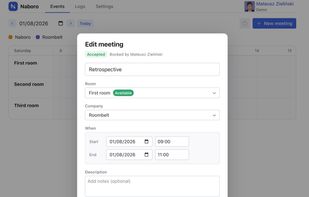 Meeting details screen