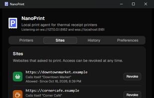 Allowed websites list.