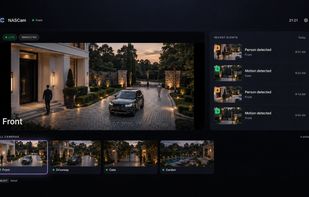 Show camera's in a strip with one main camera shown. Recent motion events on the right