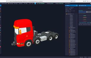 NASSCAD 4.7.0 — Scania R620 V8 8x4 STEP assembly. Model by Ivo Jardim (GrabCAD / STEP Tools).
