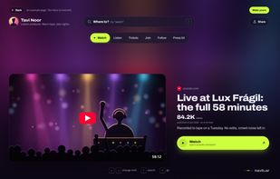 An example creator's page: the video plays right there, and the verb bar moves between places.