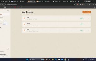 Report management dashboard — view, download, and manage all generated reports