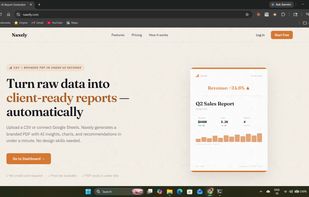 Naxely homepage — upload CSV or Google Sheets and get a branded PDF report automatically