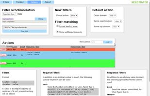 Full list of your filters. Note that no filters comes by default - you must define all by yourself.
