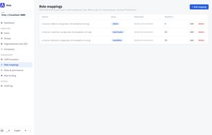 Role mappings: which directory group grants which role