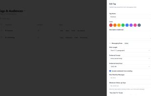 Tag settings and rules