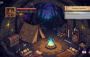 Player Hub - Dark Fantasy RPG interface with XP, Gold, Daily Streaks, and Quest Board access