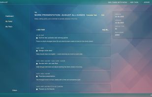 A clean list of your tasks with titles, subtasks, scheduling details, and quick actions for organizing your work.