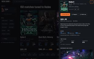 Details card showing price, score, and time to beat