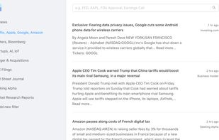 Filters and live news stream