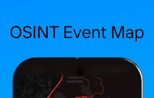 NewsLyfe mobile app screenshot showing the OSINT Event Map with conflict zones, frontlines, and active alerts.