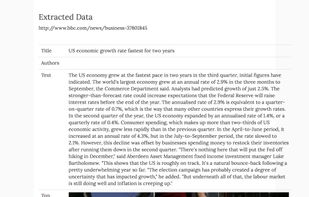 An example of the extracted text from a BBC News article (http://www.bbc.com/news/business-37801845) in the Newspaper Demo online.