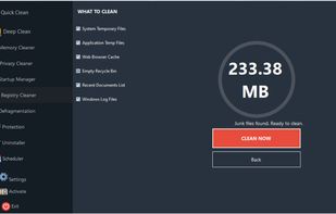 Quick Clean scan showing junk files ready to be removed