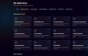 My Applications. Explore the AI tools available in your plan