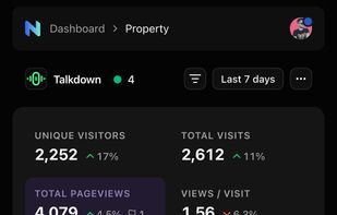 Nexly dashboard on mobile in dark mode