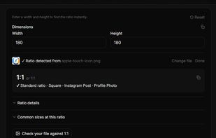 Aspect finder - Ratio from Uploaded file