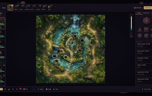  A shared battle map with a snap-to grid, player and NPC tokens, and GM drawing tools. Everyone at the table sees moves as they happen.